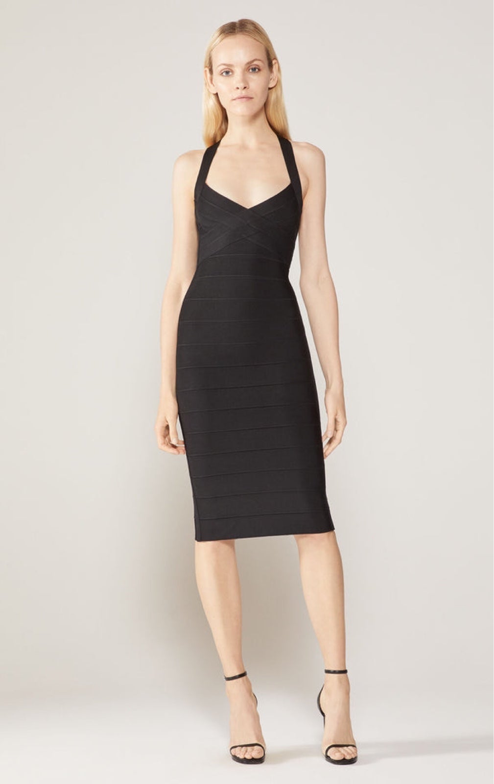 NWT Herve Leger back zip midi dress