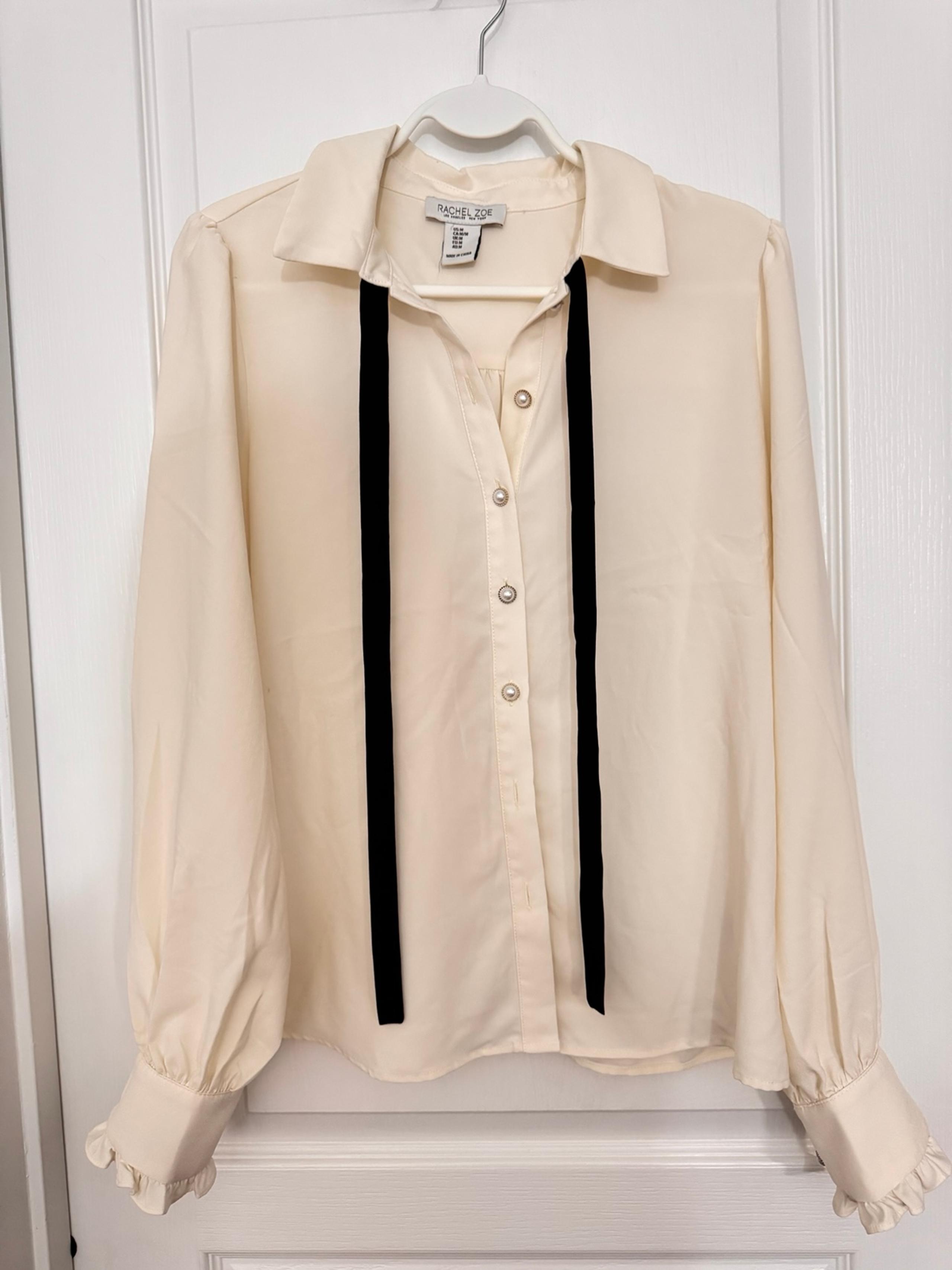 NEW Rachel Zoe cream blouse with tie