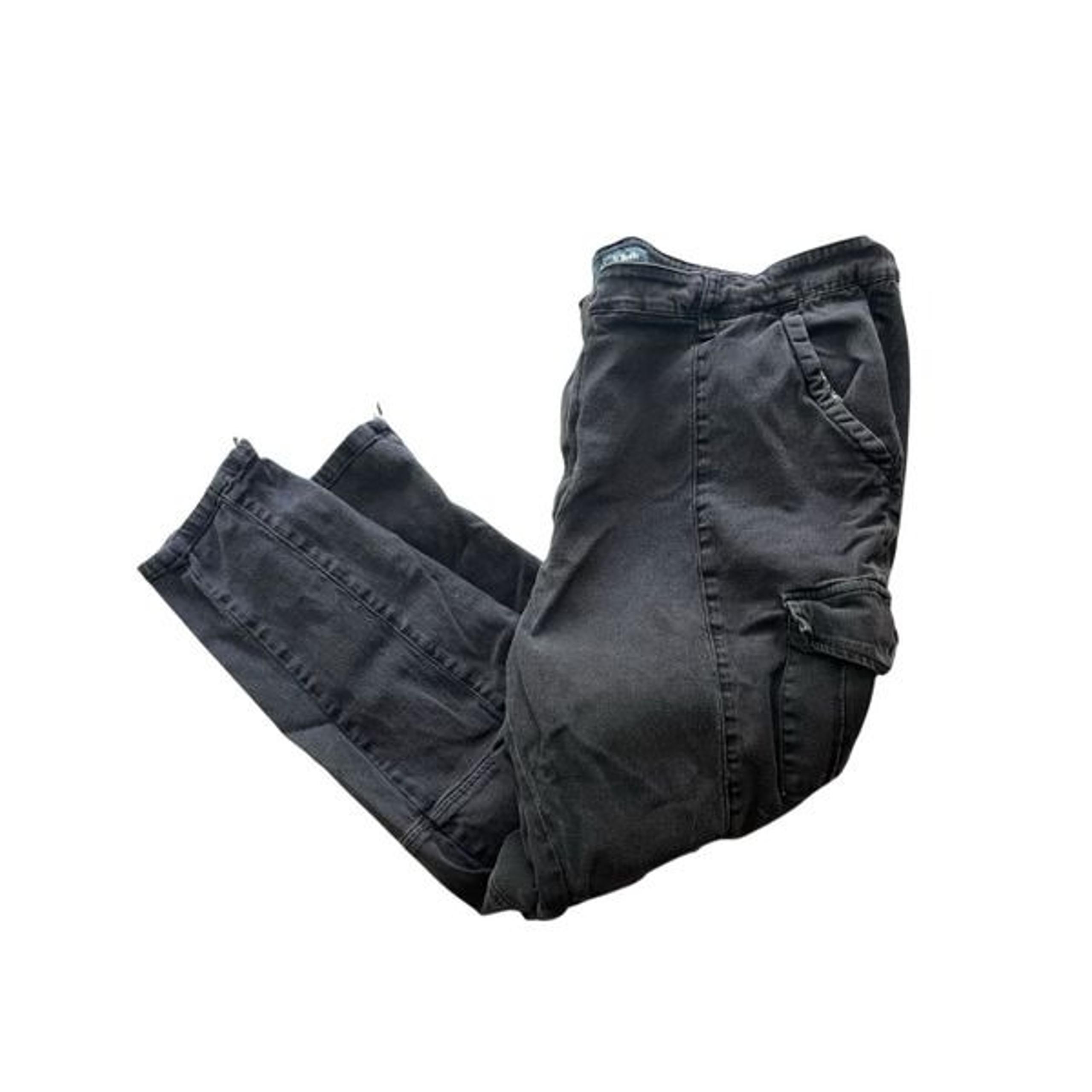 ModCloth black utility cargo pants ankle zipppers floral pockets sz 20 woman