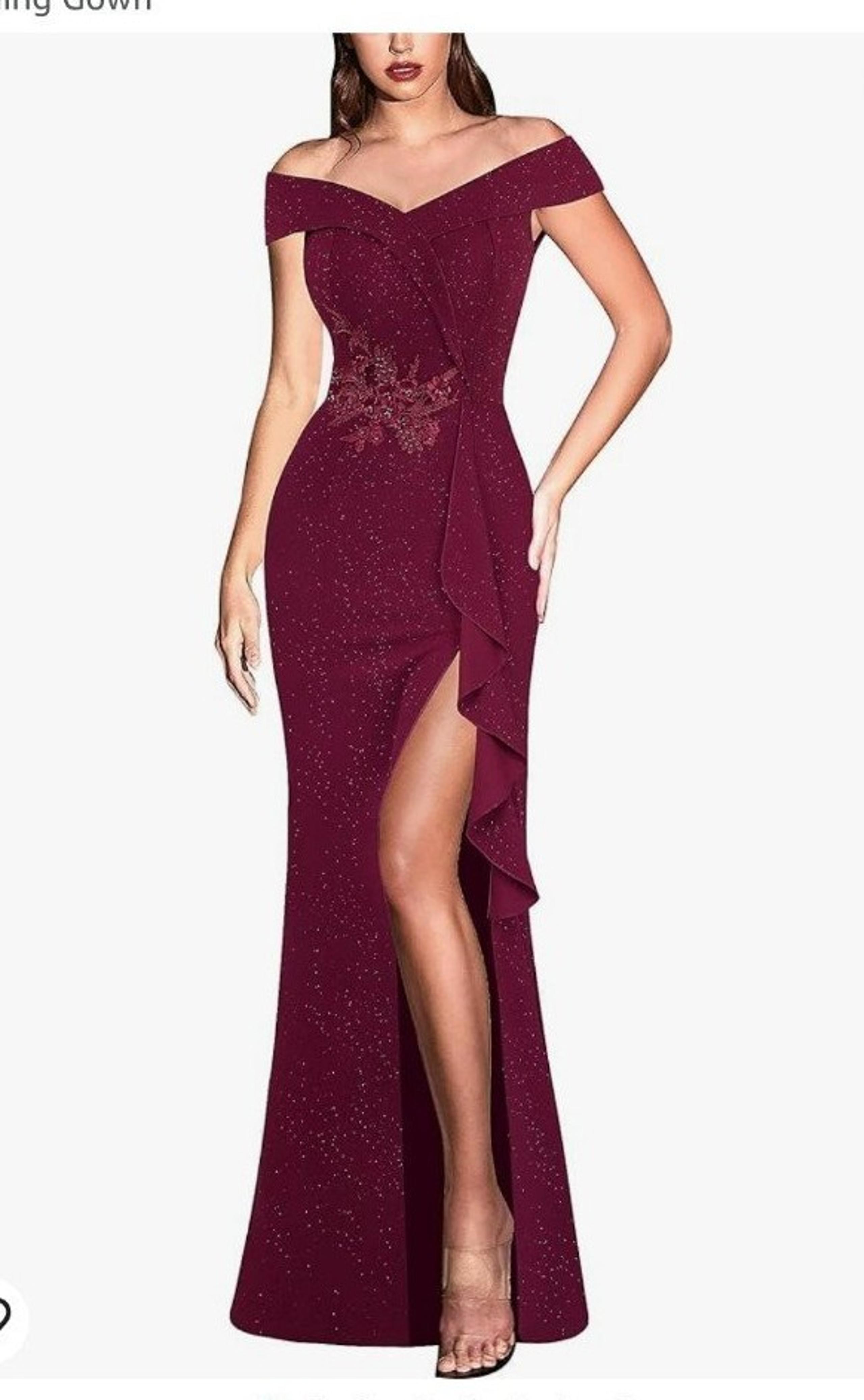 Dresswomens ruffle high slit maxi dress cocktail wedding guest dresses gowns