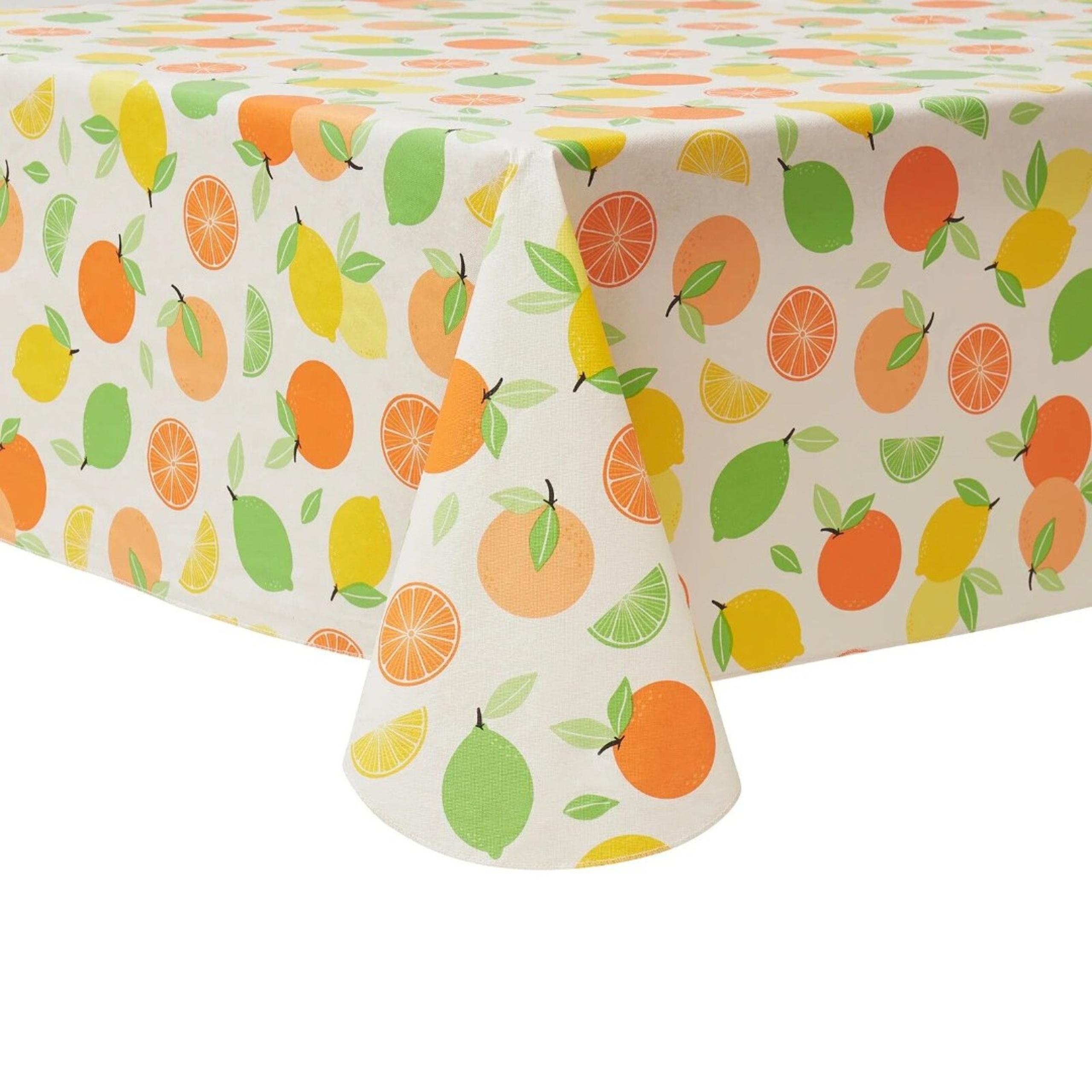 Citrus Toss PEVA Tablecloth 60" x 84" Rectangle Polyester Backing New Home Gift