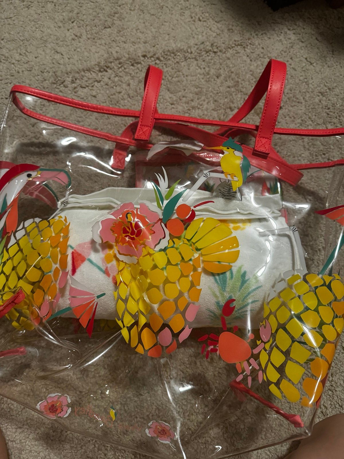 Vera Bradley beach set pineapple bird beach 3 piece set clear pink