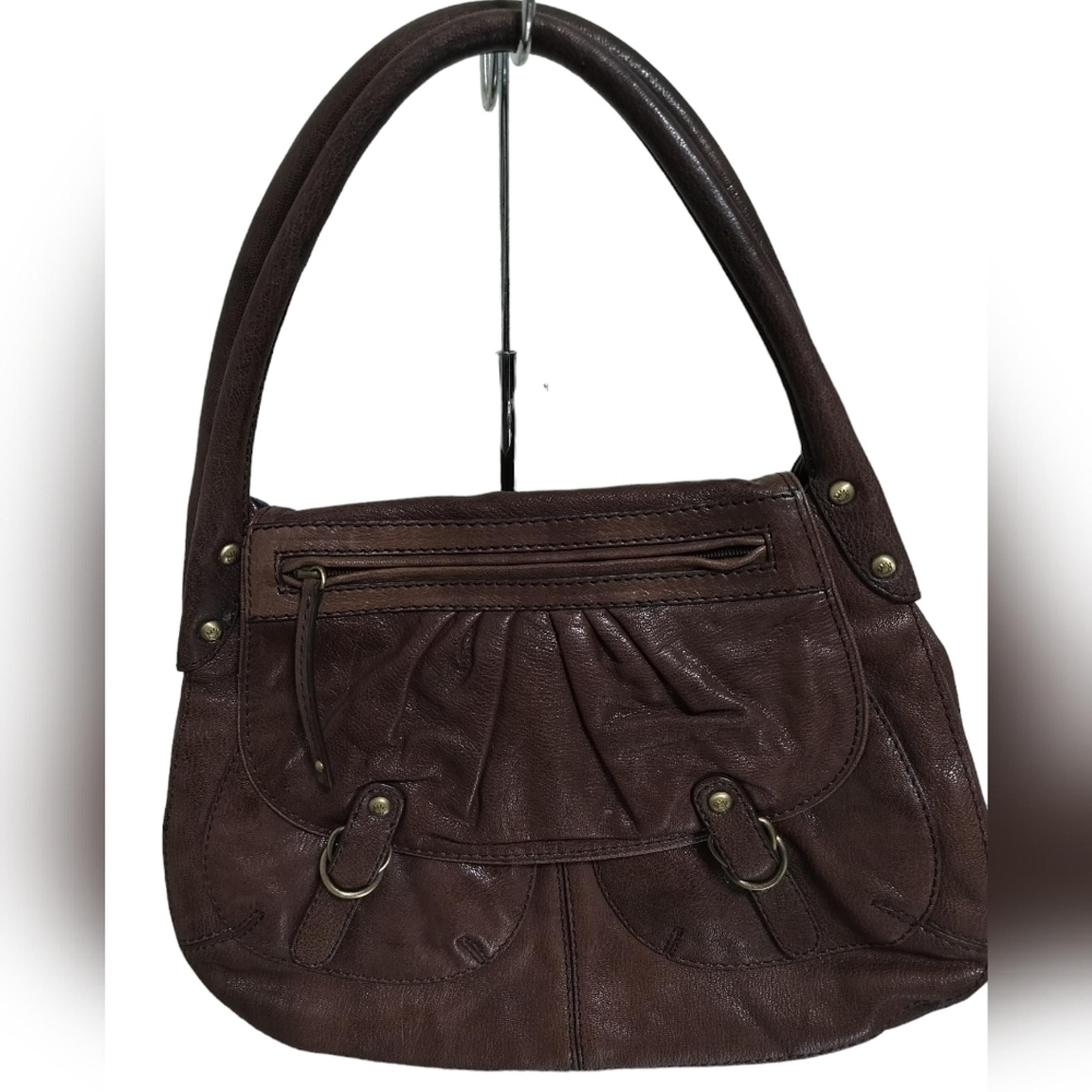(1391) Gianni Bini Brown Leather Shoulder Purse
