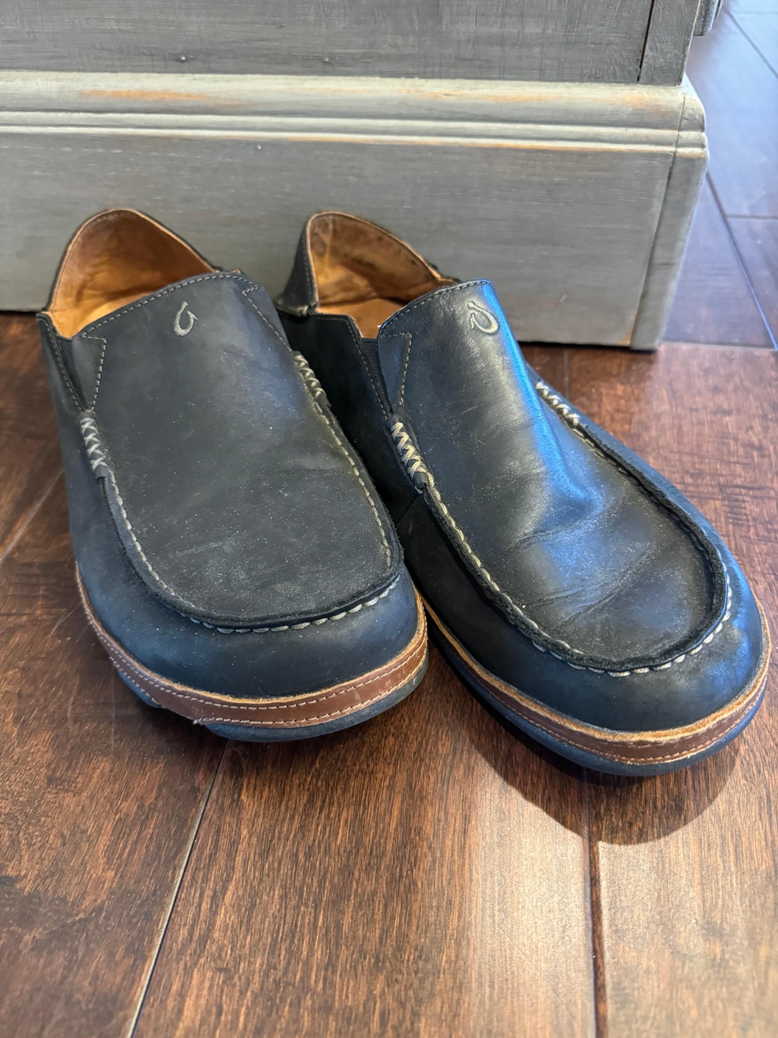 OluKai Moloa Black Nubuck Leather Men's Size US 12 Slip On 10128-4033