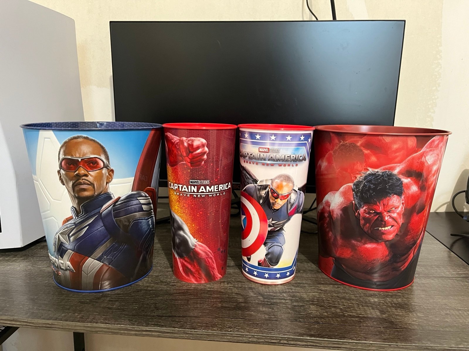 CAPTAIN AMERICA: Brave New World Popcorn Bucket Tins & Cups Set of 4 SHIPS TODAY