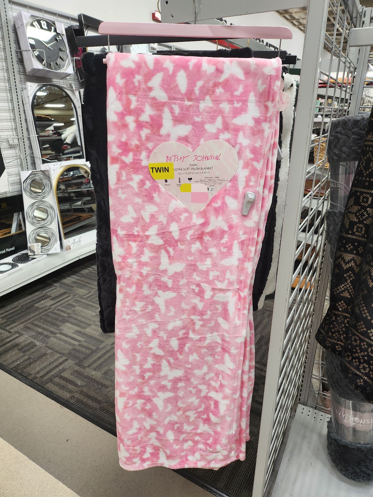 New betsey Johnson butterfly pink blanket