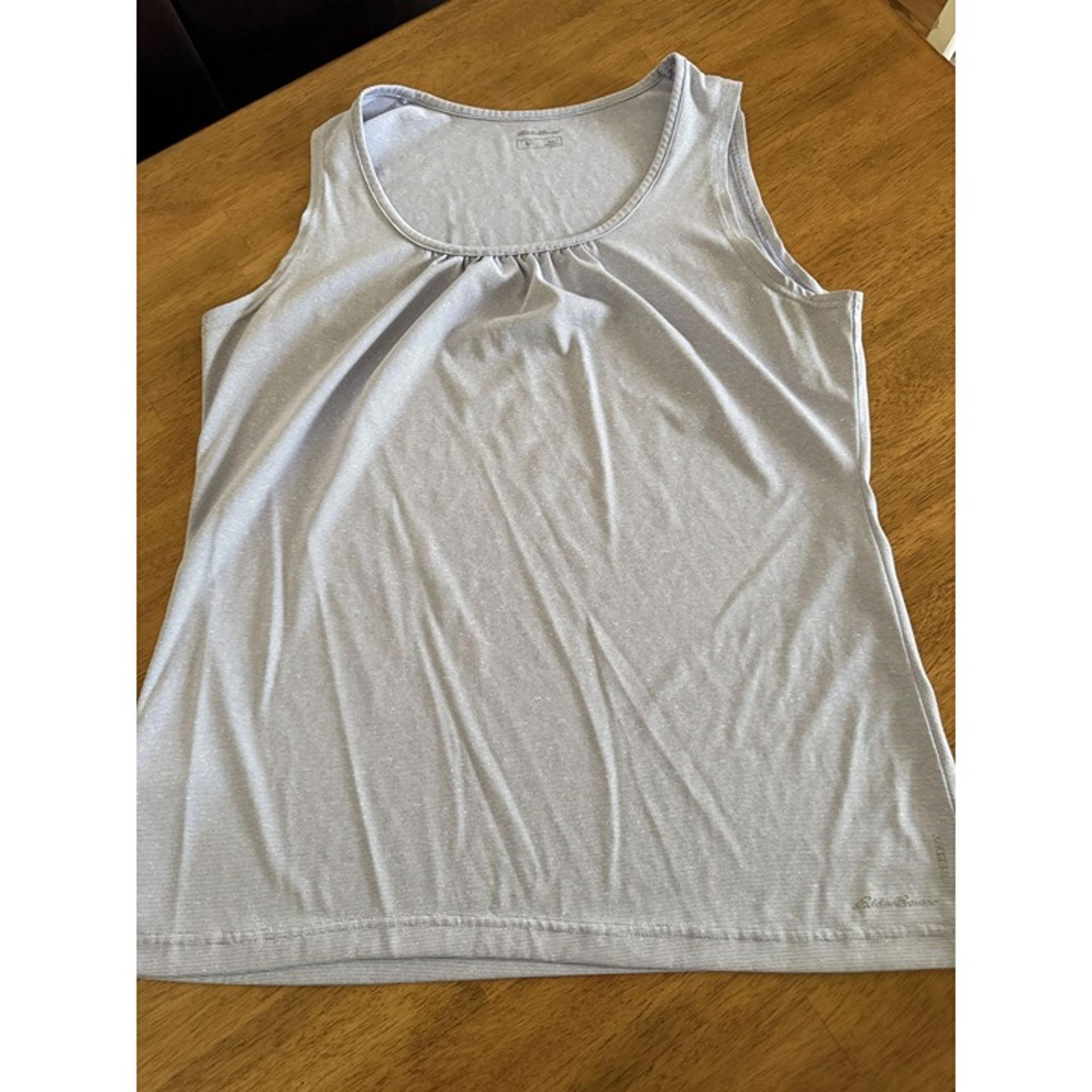 Eddie Bauer Womens Light Blue Sleeveless Tank Top Size L Polyester Blend