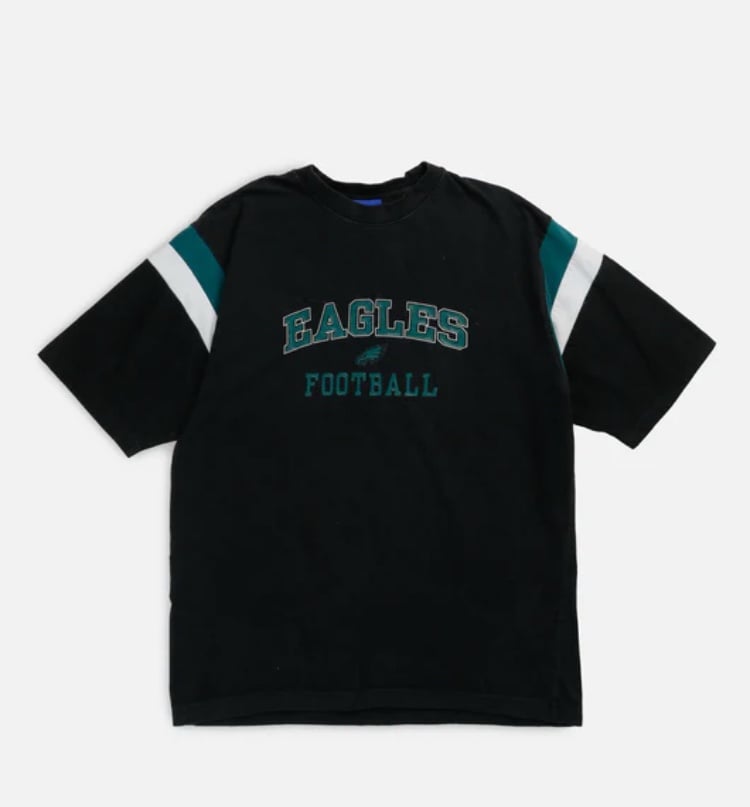 Vintage Reebok Black Philadelphia Eagles Heavyweight Short Sleeve Shirt—2XL
