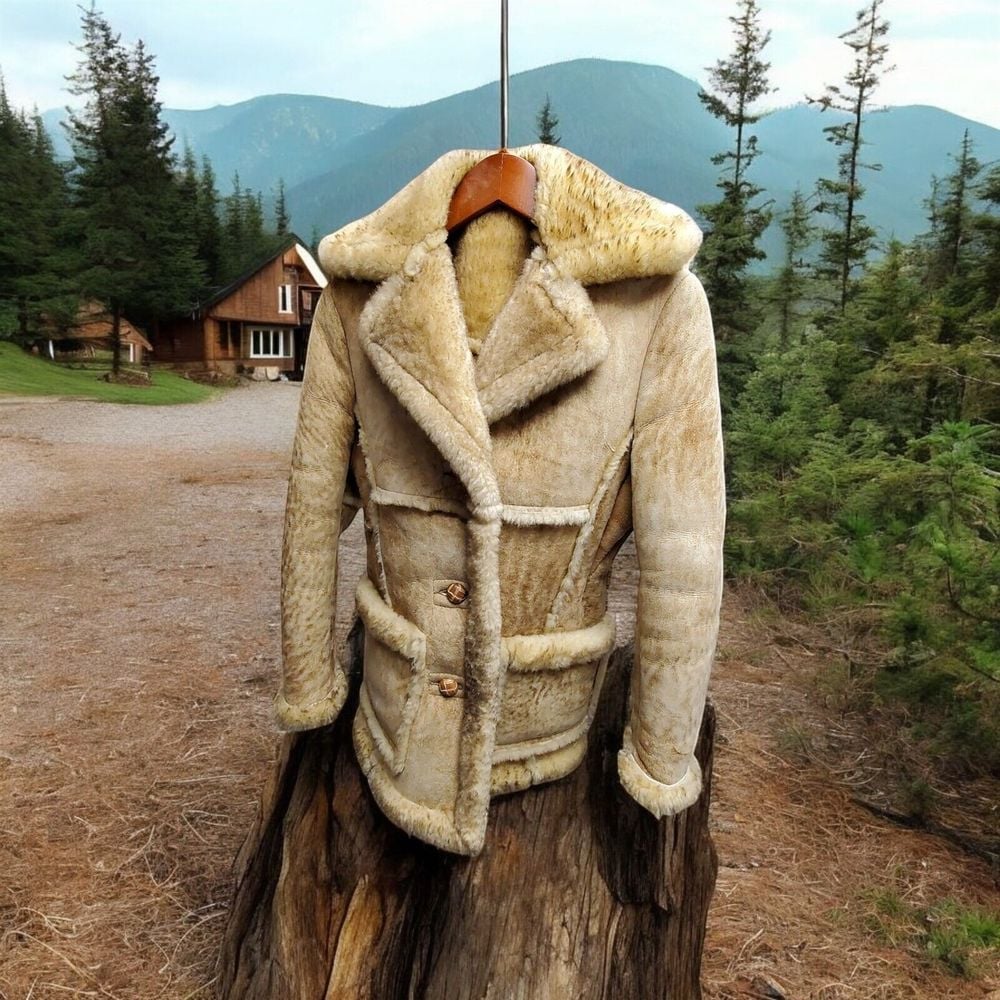 Vintage Schott Sheepskin Shearling Jacket Womens 10 Brown Western Cowboy USA