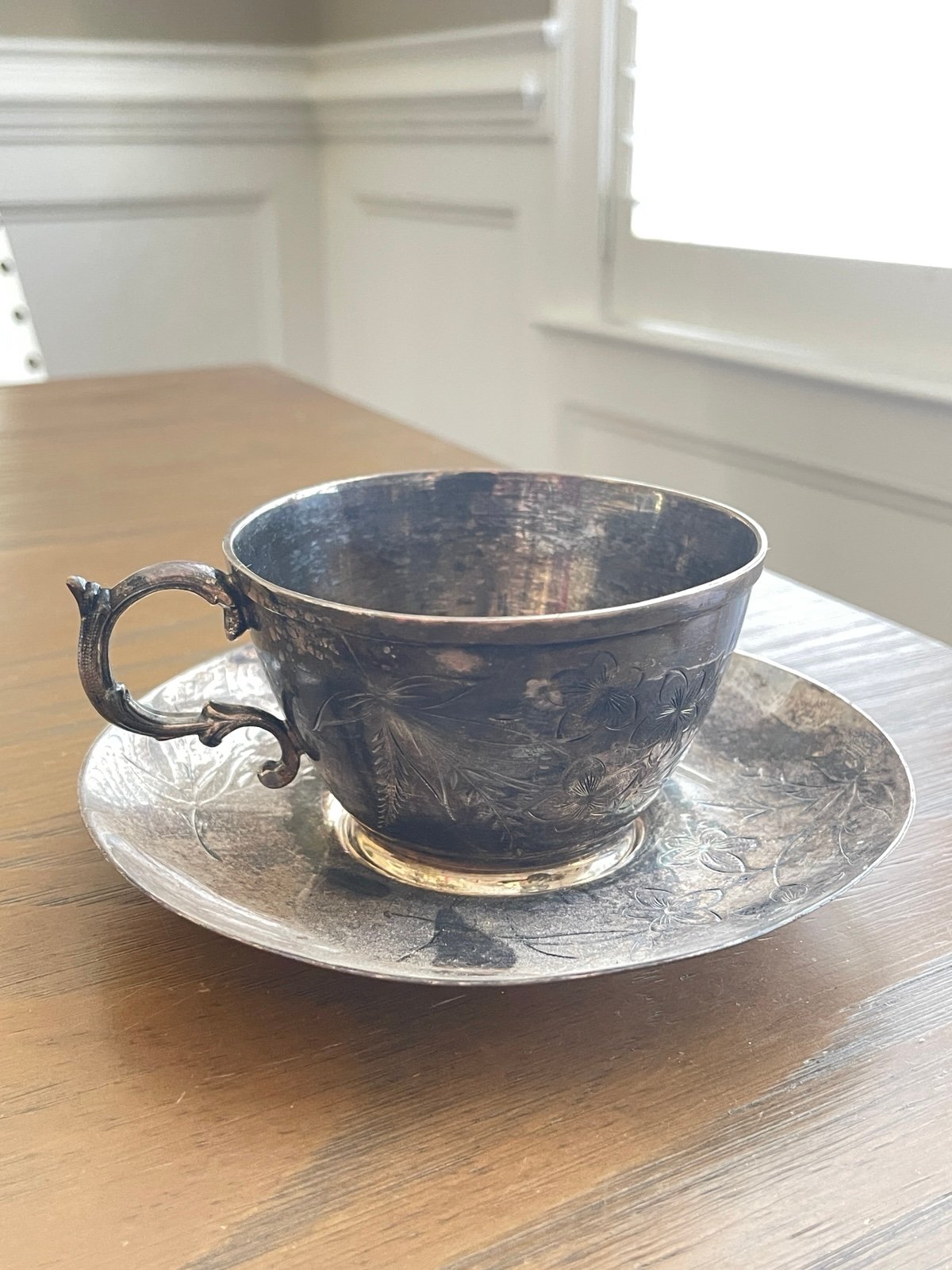 Vintage Rare BARBOUR SILVER CO Mustache Cup And Saucer