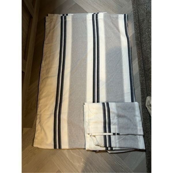 NEW French Striped Linen Blend Curtains 84”x52” Long 2 Panels