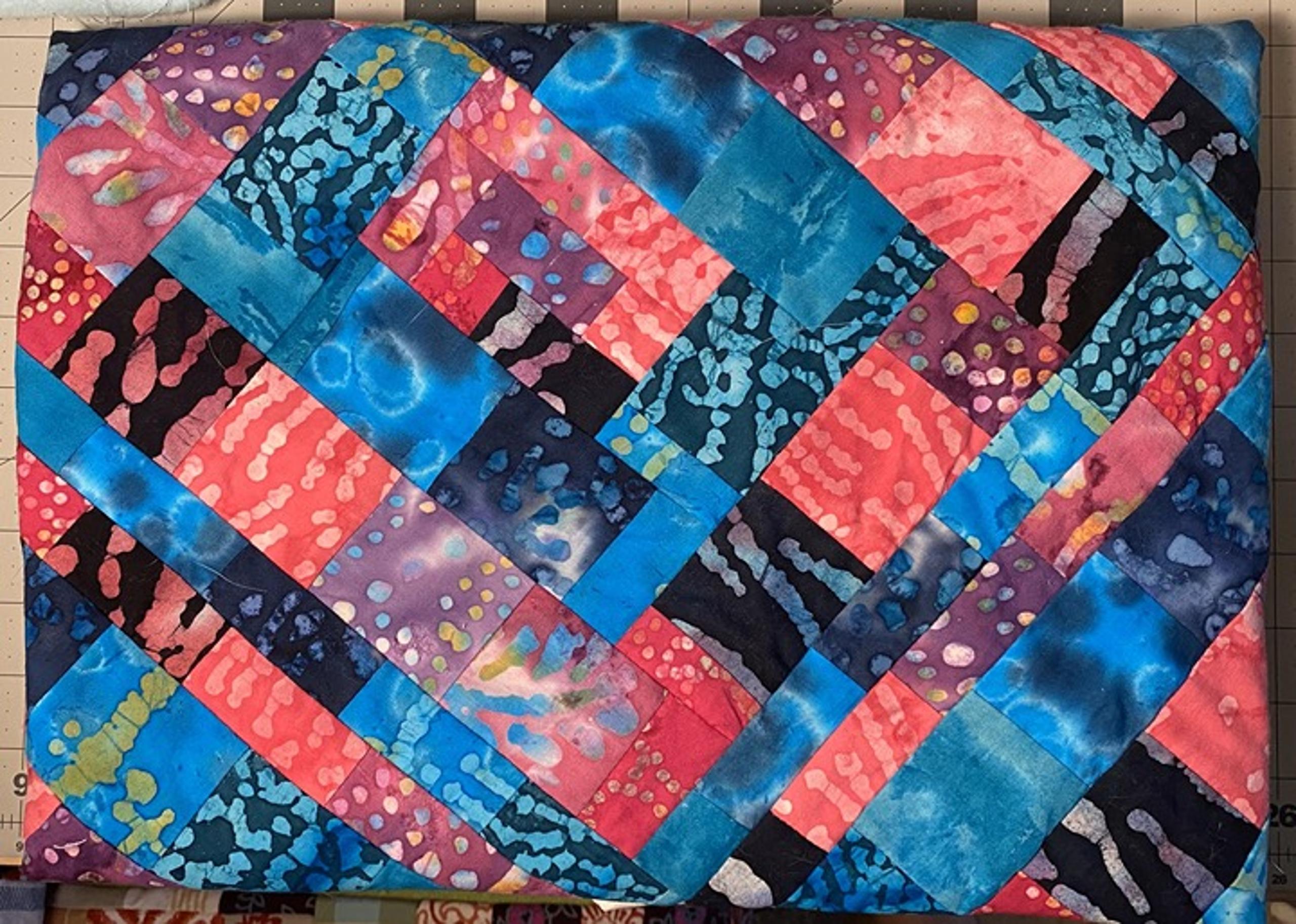 One-of-a-Kind Blue and Pink Batik Quilt