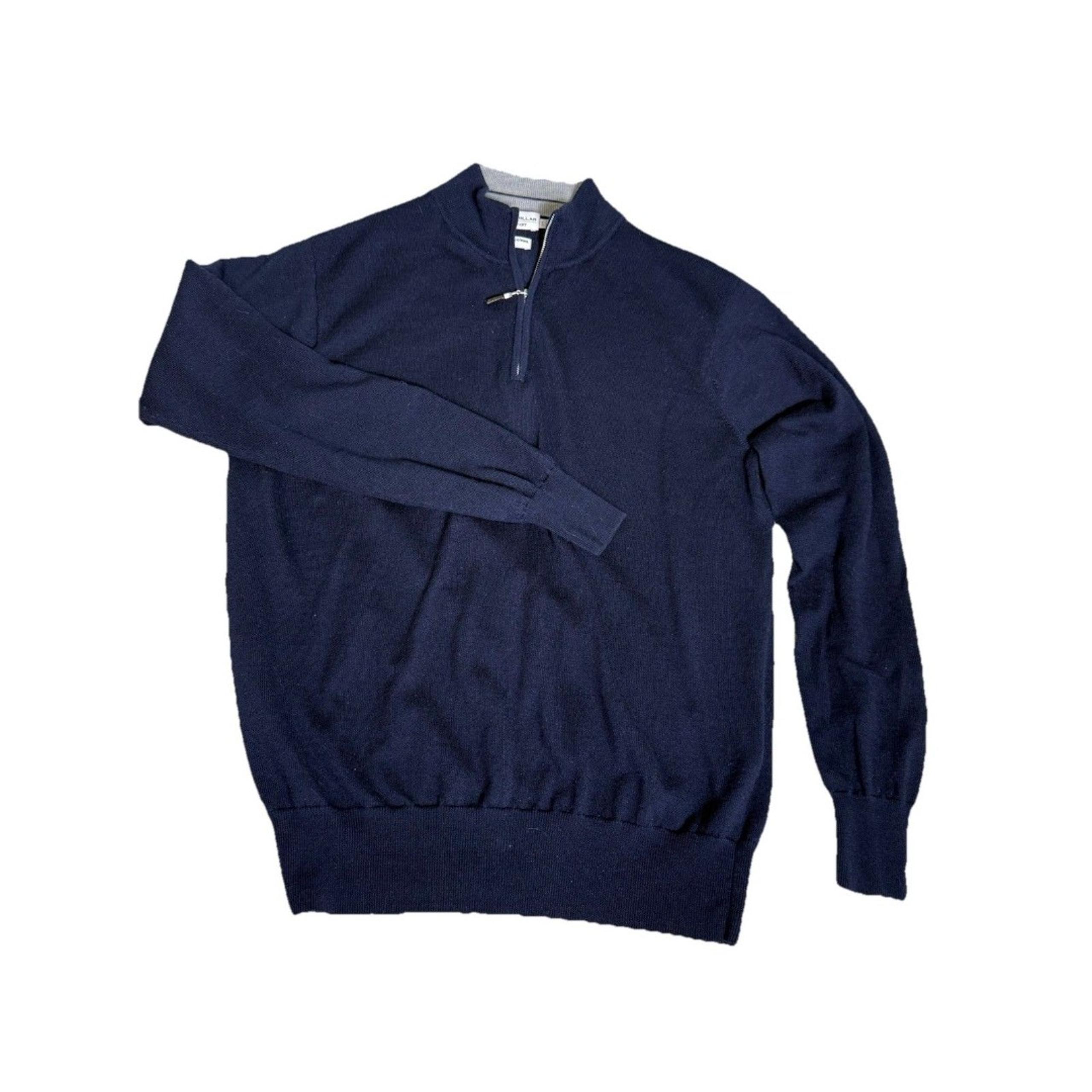 Peter Millar Crown Soft Sweater 1/4 Zip Merino Wool Silk Blend Mens Sz L Navy