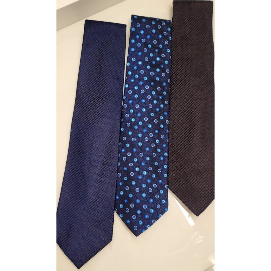 Lot of 3 BNWT Express Made in USA 100% Silk Ties, Black, Blue Patterned New Men