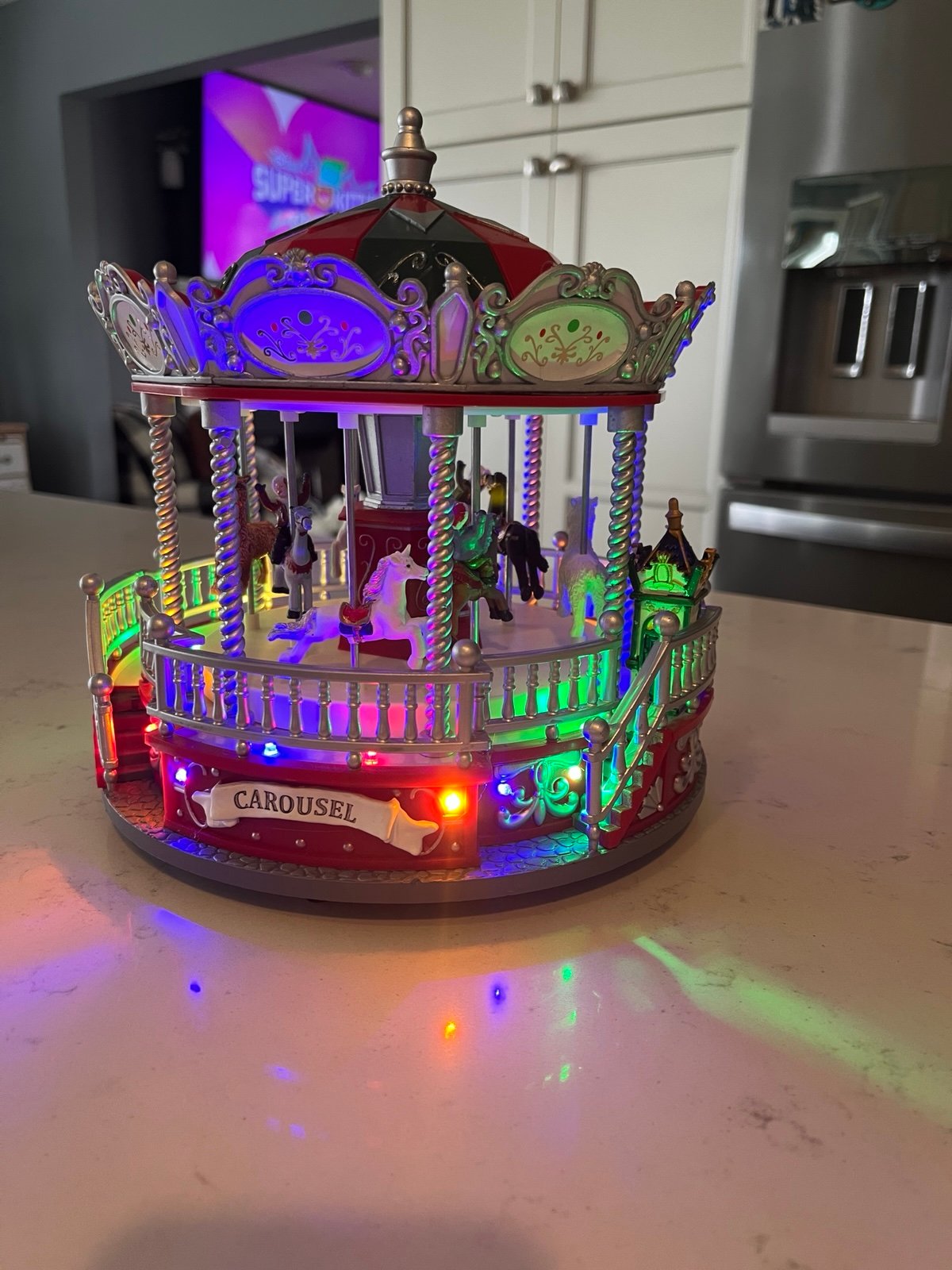 Vintage Pre-lit Musical Carousel! Perfect For Christmas Village !