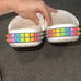 White rainbow crocs size 7