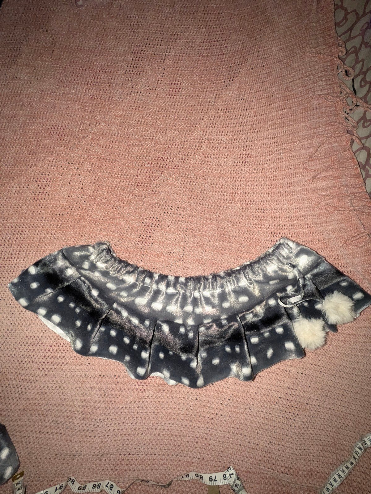 Grey fawn print pleated micro mini skirt