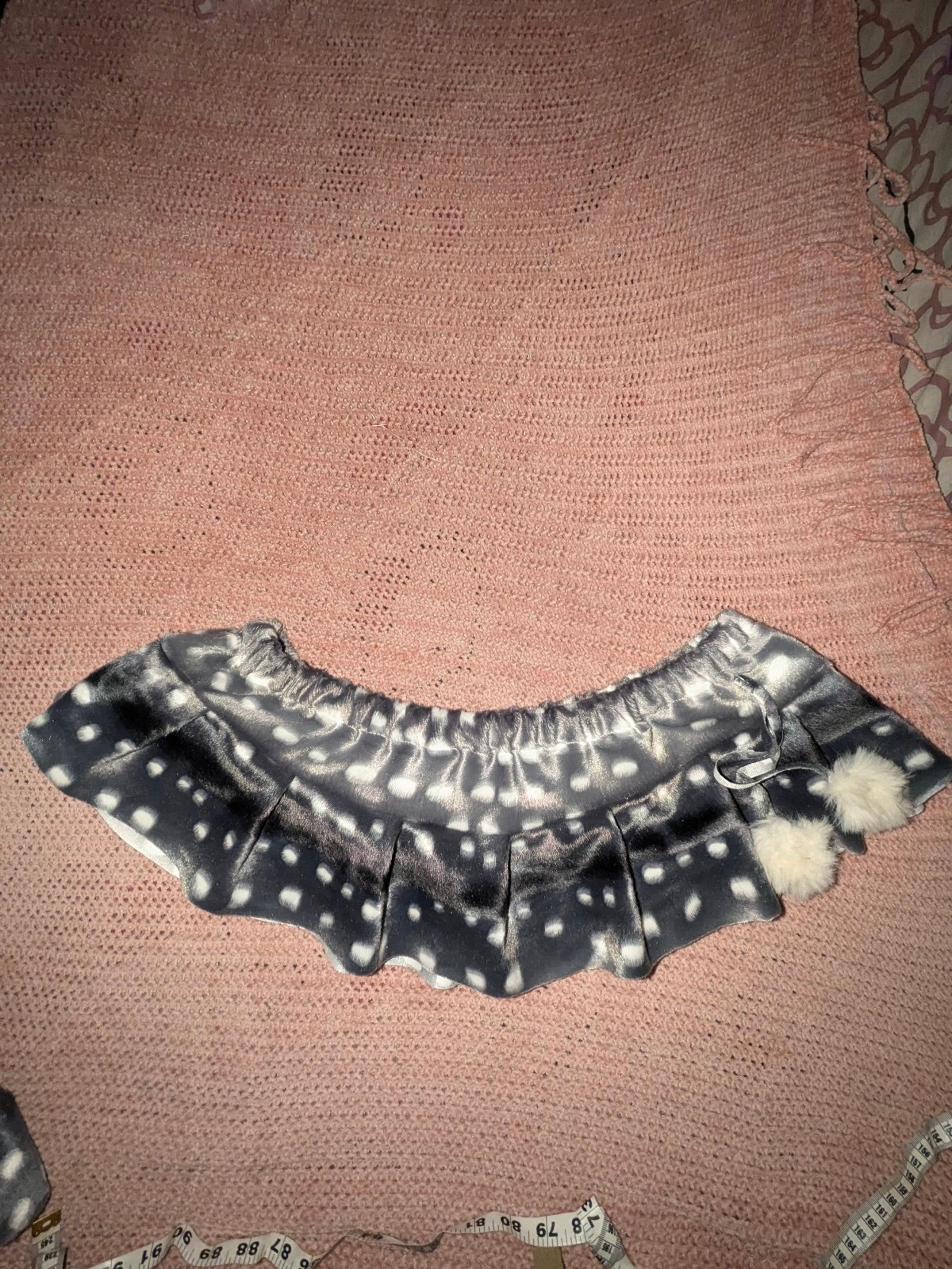 Grey fawn print pleated micro mini skirt