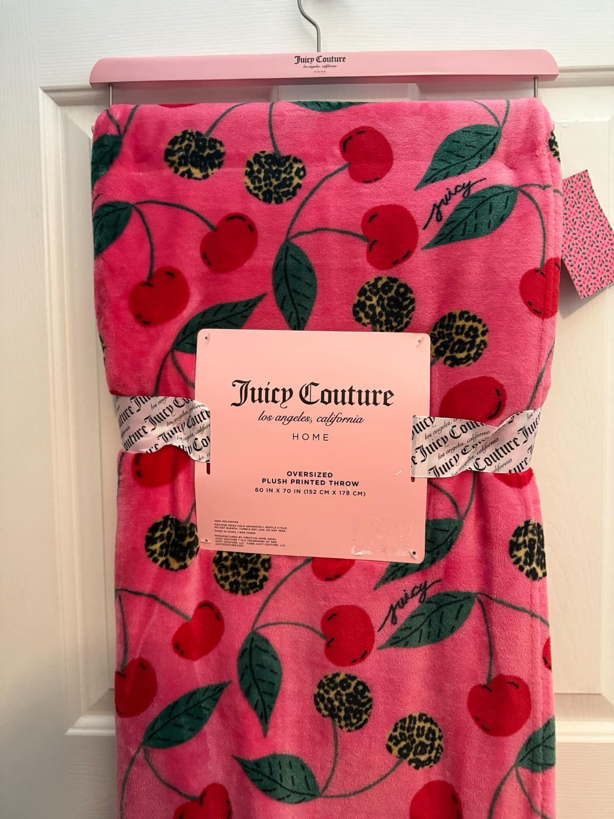 Juicy Couture Cherries Logo 60 x 70 Plush Throw Blanket