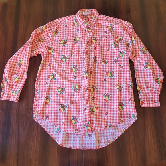 Vintage Emanuelle Small 36 Farmers Fruit 100% Cotton 1980s Button Down Shirt