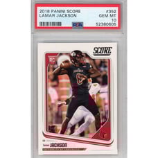Graded 2018 Panini Score Lamar Jackson #352 Rookie Card PSA 10