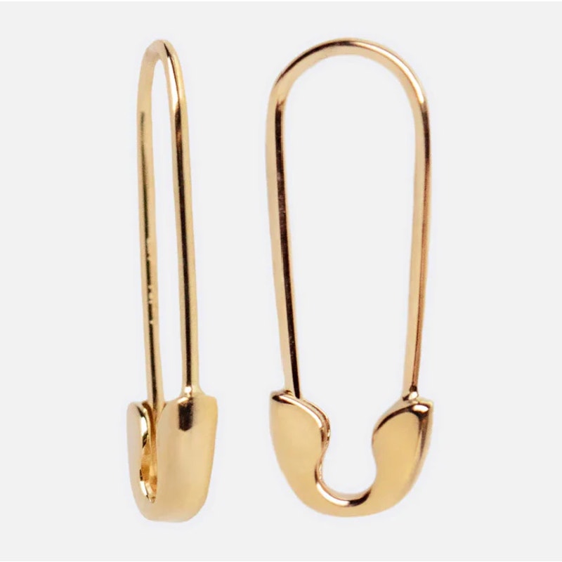 Local Eclectic 9K Solid Gold Safety Pin Earrings