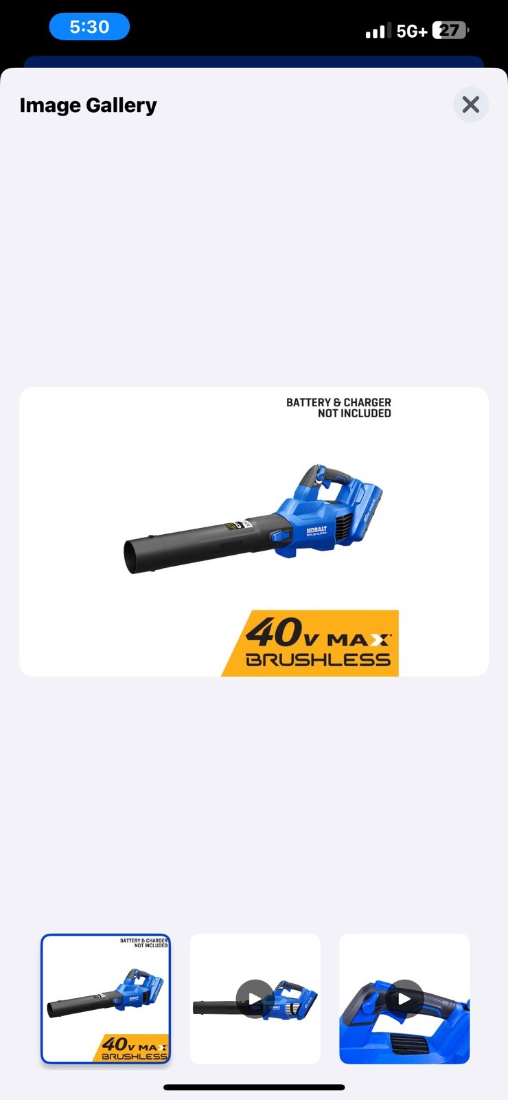 40v Kobalt leaf blower new tool only