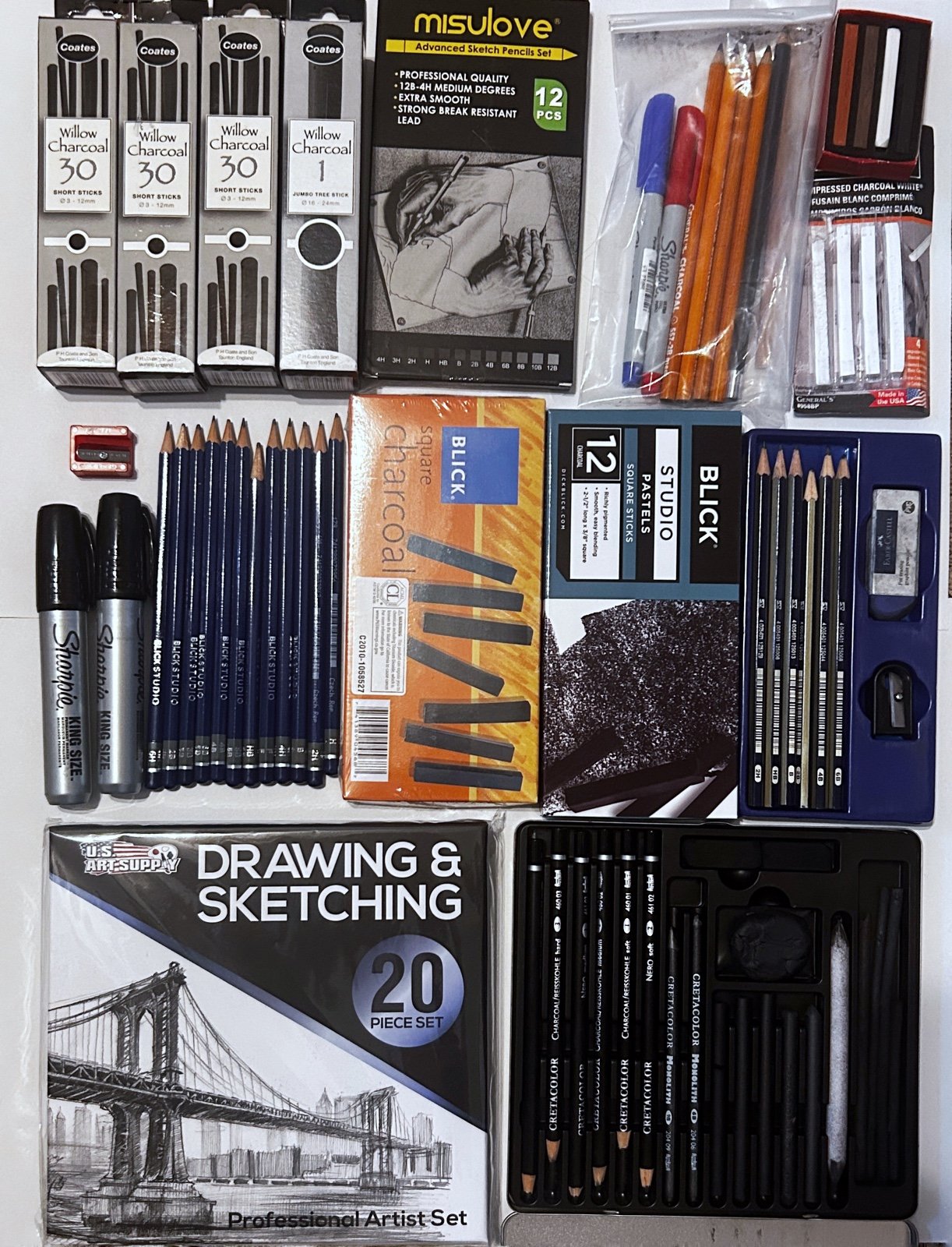 charcoal and graphite BUG BUNDLE drawing and sketching set