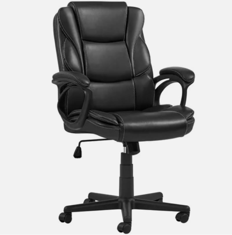 High Back Leather Office Chair Executive Desk Chair Computer Swivel Chair, Black