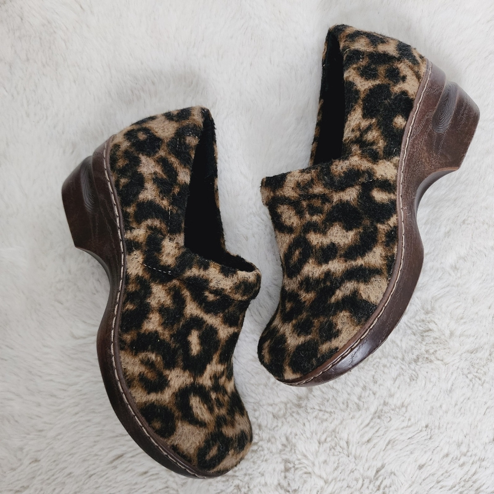 NEW BOC by Born Brown Black Peggy Leopard Print Clog