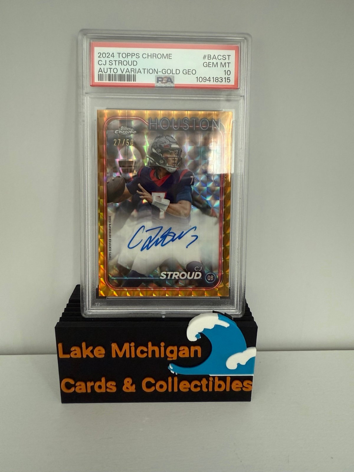 2024 Topps Chrome - CJ Stroud Gold Geo On Card Auto /50 PSA GEM MT 10 POP 3