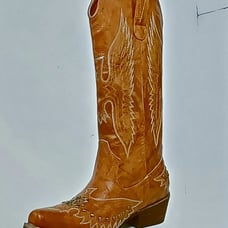 NEW! Pecan Leather Studded Cowboy Boots Women's sz 6