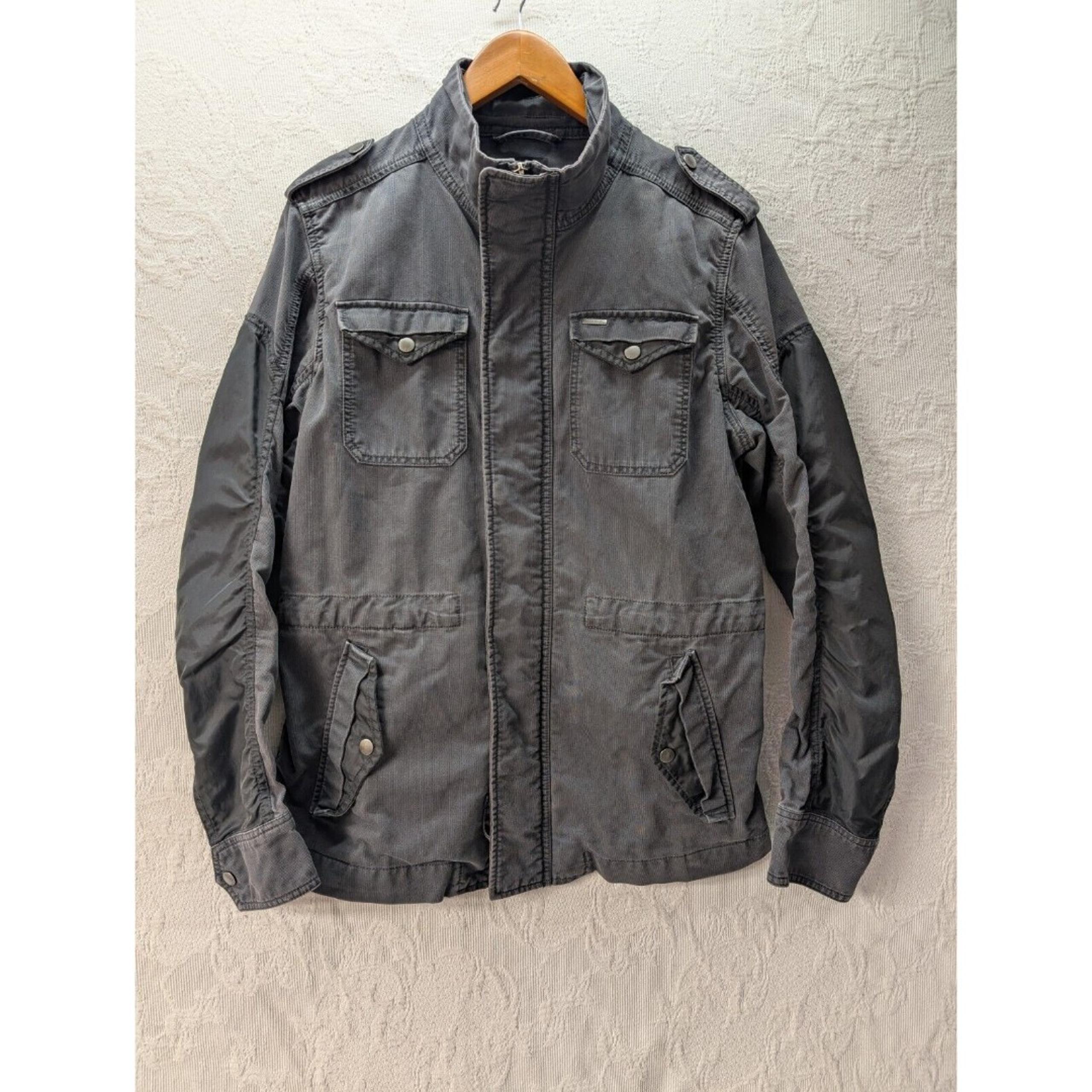 DIESEL Y2K Black Field Jacket Men Large Military Designer Cotton Cargo Coat Lux