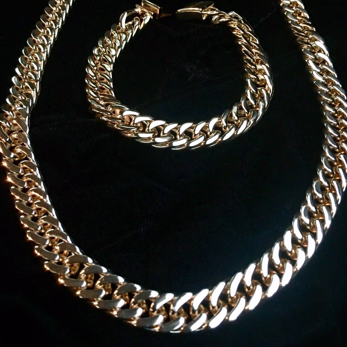 DOUBLE CUBAN LINK CHAIN 18K GOLD ITALY