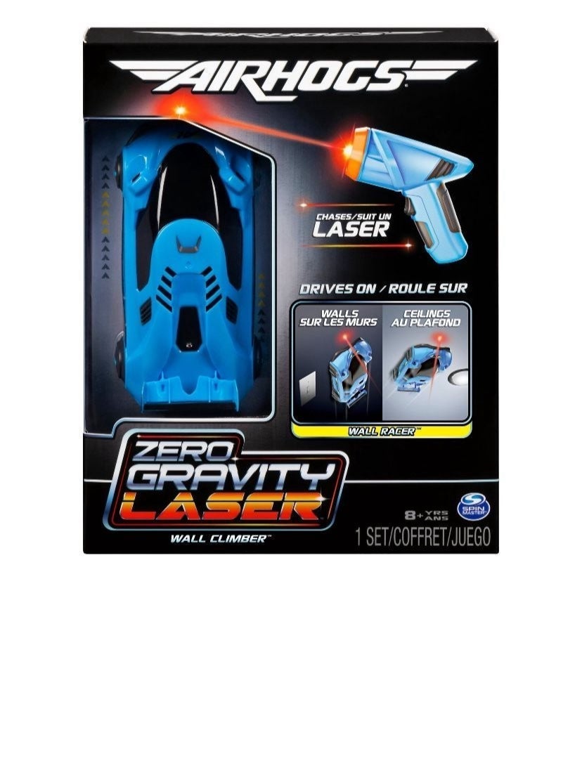 AIR HOGS Zero Gravity Laser Wall-Climber Race Car BLUE AQUA, Drives on Ceiling