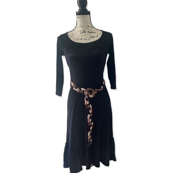 Ella Moss SZ S black long sleeve belted dress