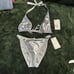 NWT Shan Swimwear Eva Bikini and Bottom Metallic silver faux leather size 6