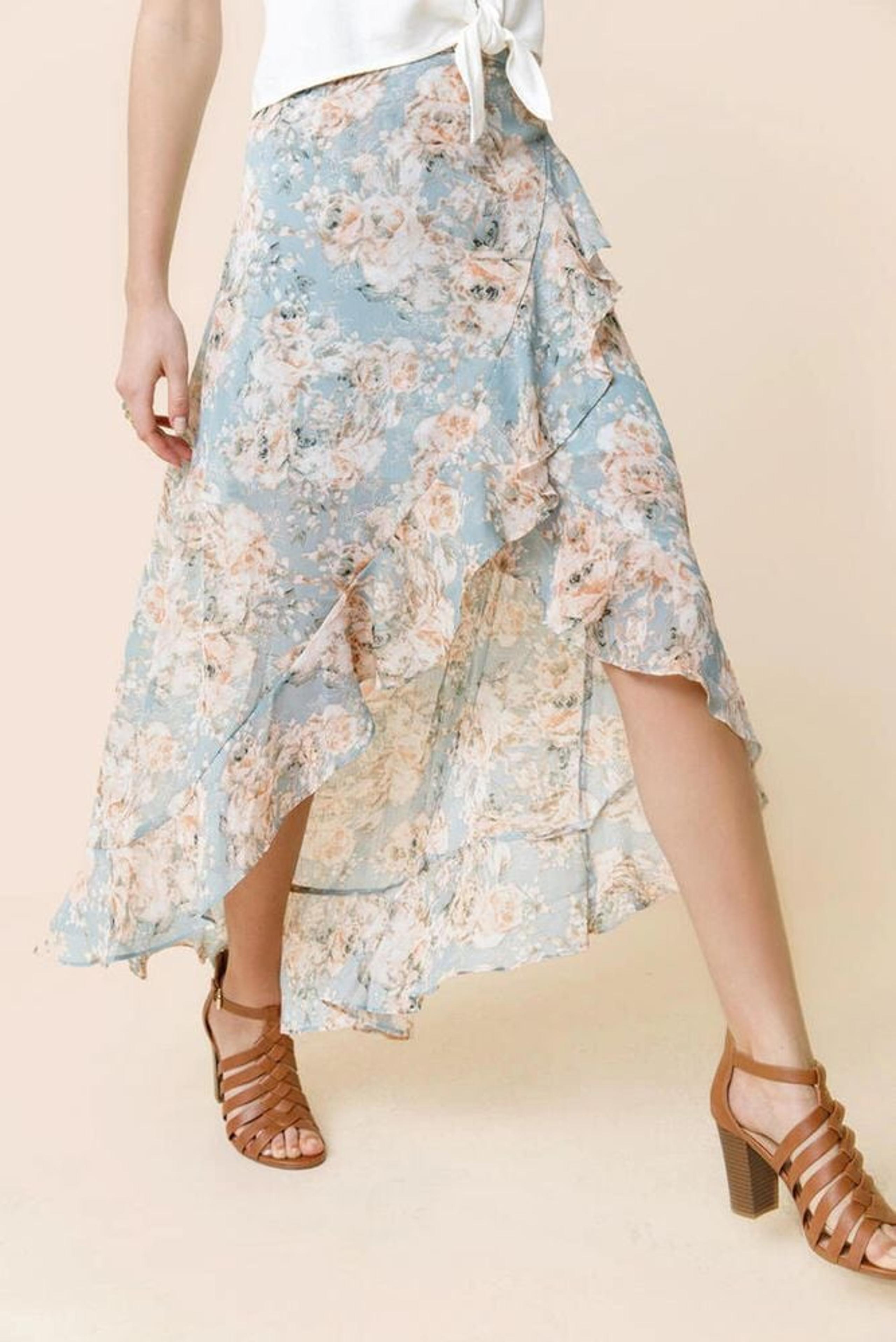 Francesca’s Katie Floral High-Low Maxi Skirt