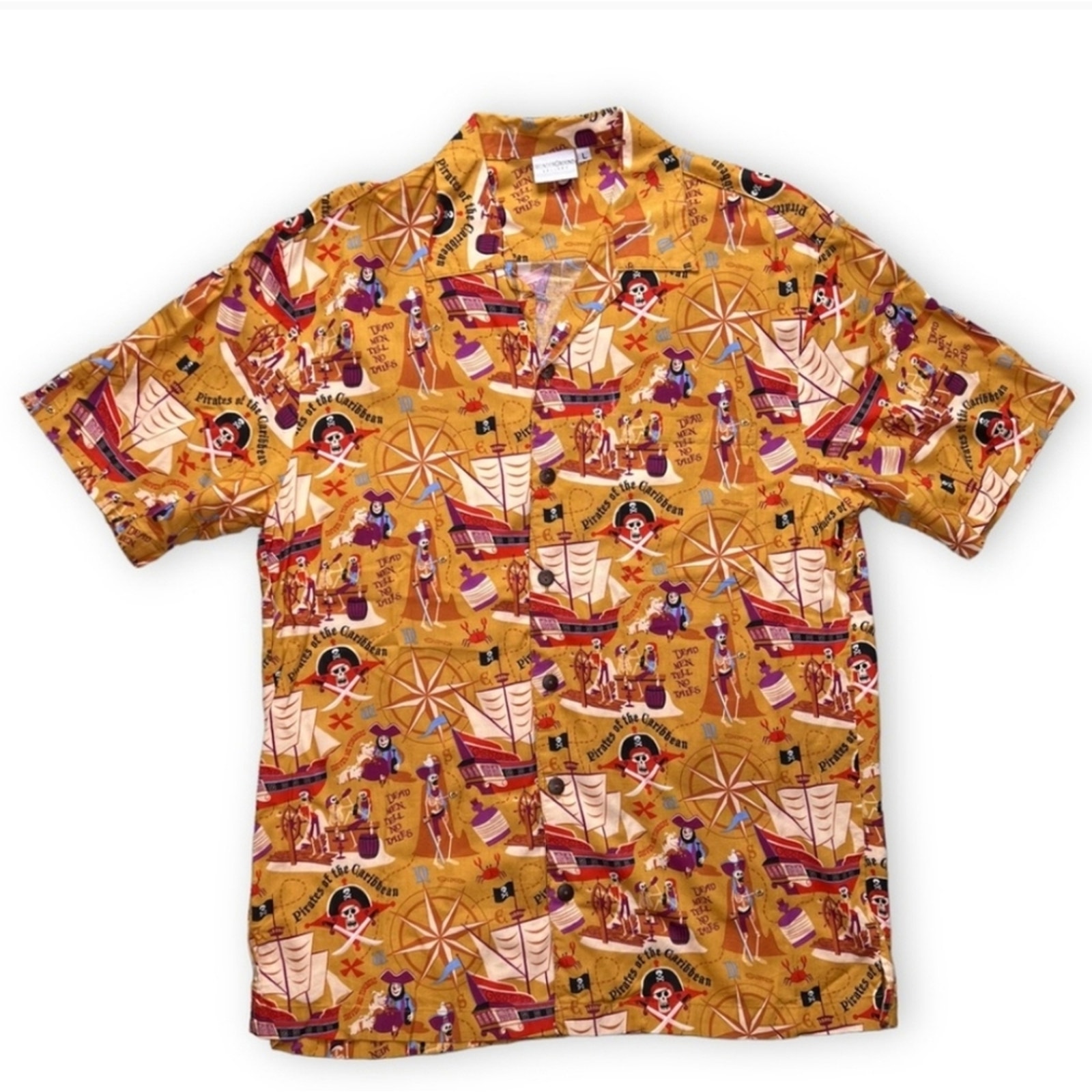 Disney Pirates Of The Carribbean Button Up Shirt Large