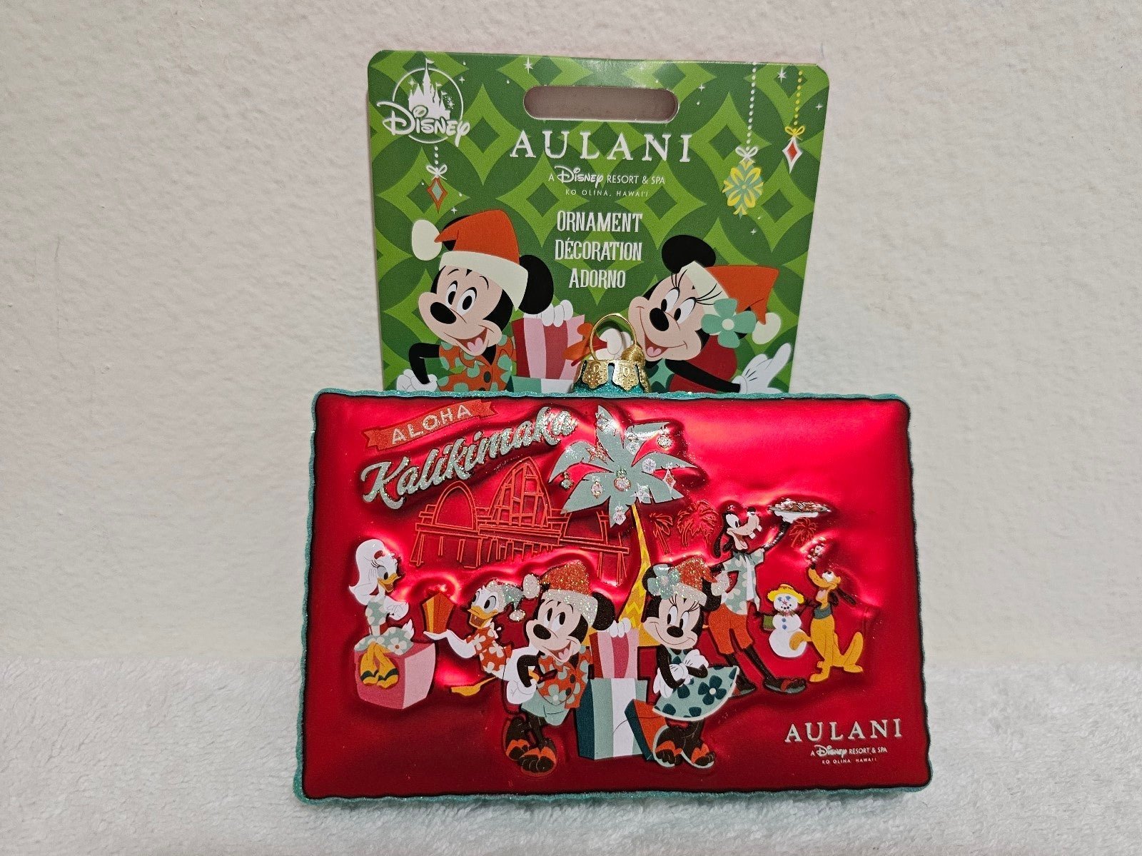 Disney Aulani Christmas Postcard 2023 Glass Ornament