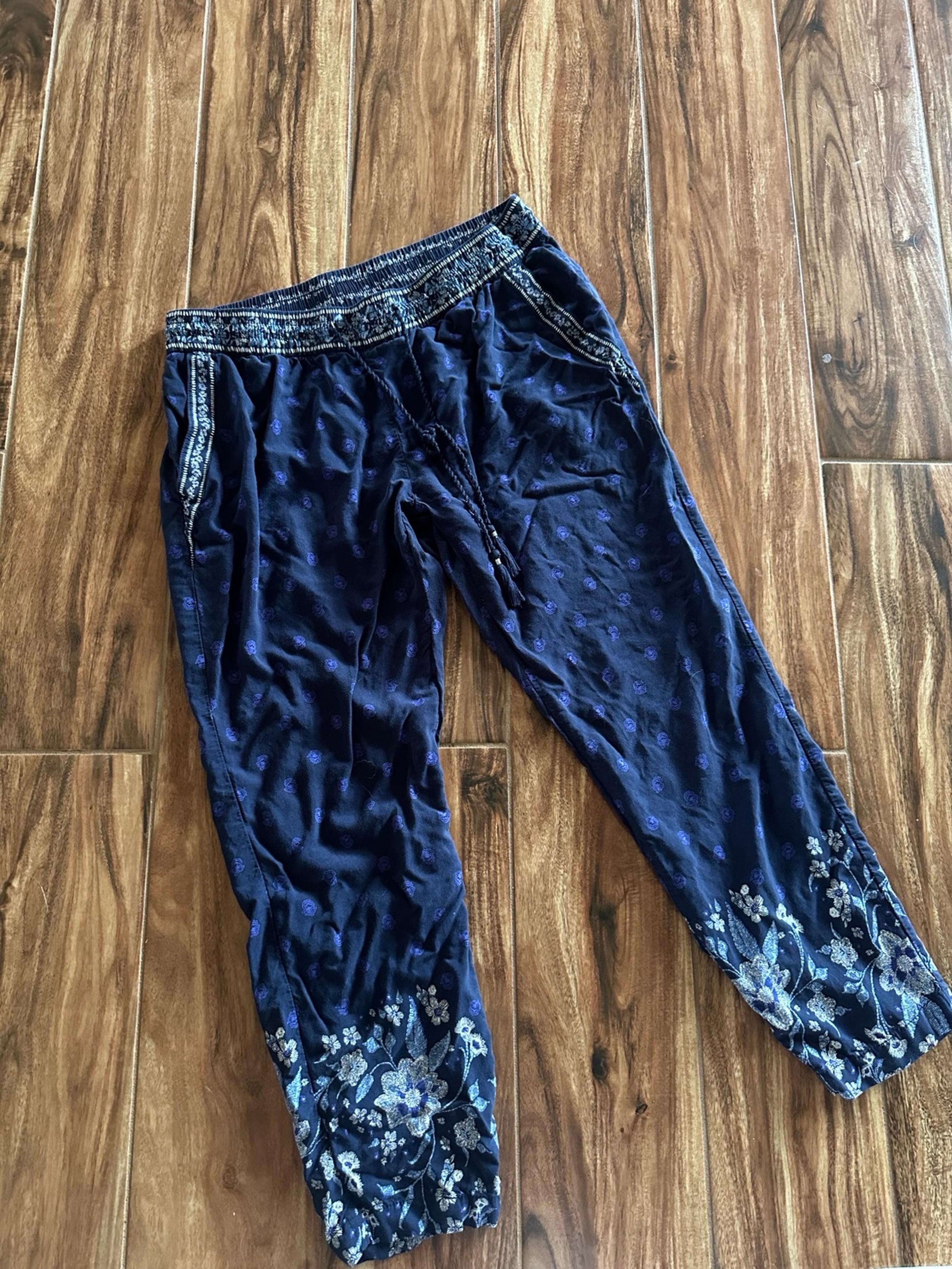 Old navy Blue Floral Linen Pants
