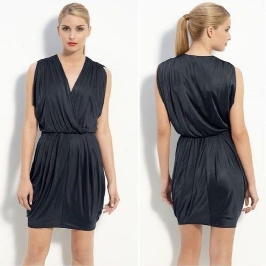 Black Halo Sleeveless Sheath Wrap Dress V Neck Sleeveless Black Size S NWOT