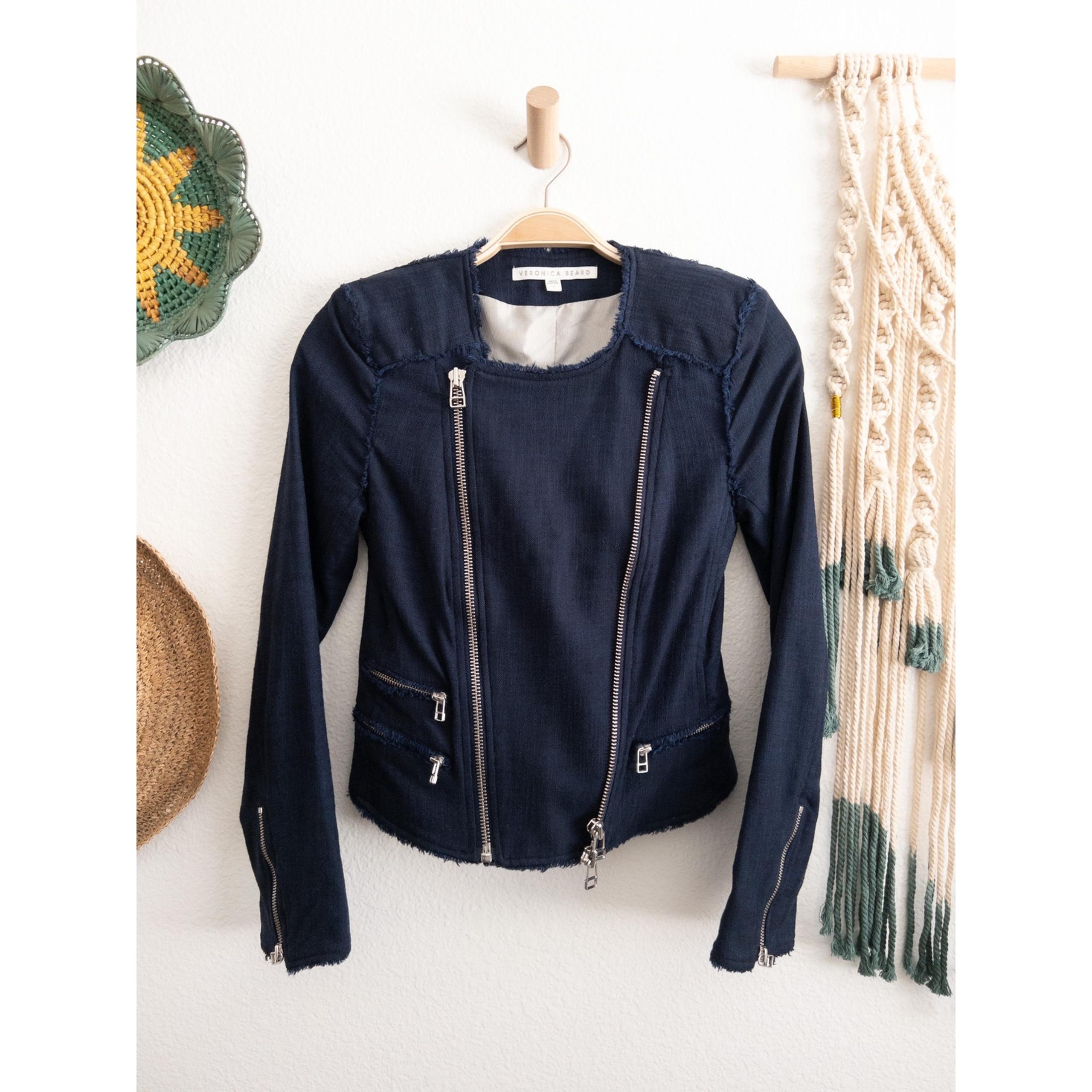Veronica Beard Stevie Fringe Moto Biker Jacket