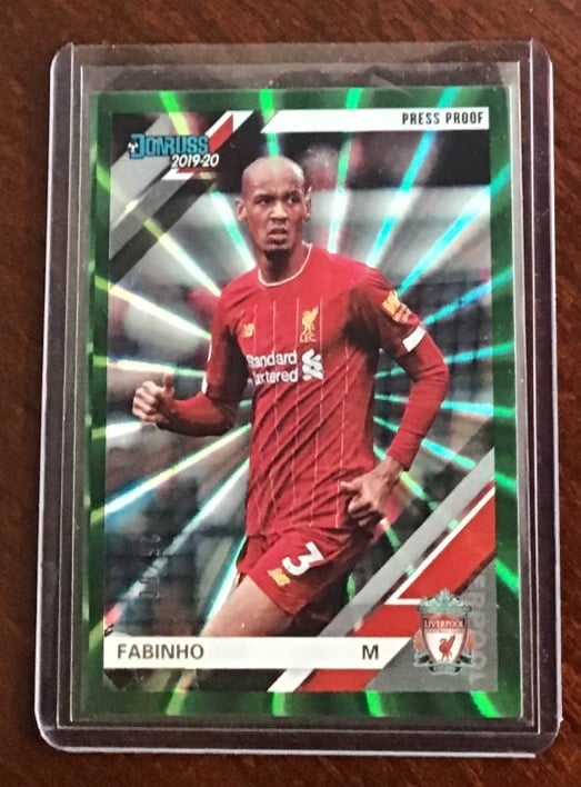 Fabinho Liverpool Green Laser 25/50 Press Proof 2019-20 Panini Chronicles Donrus