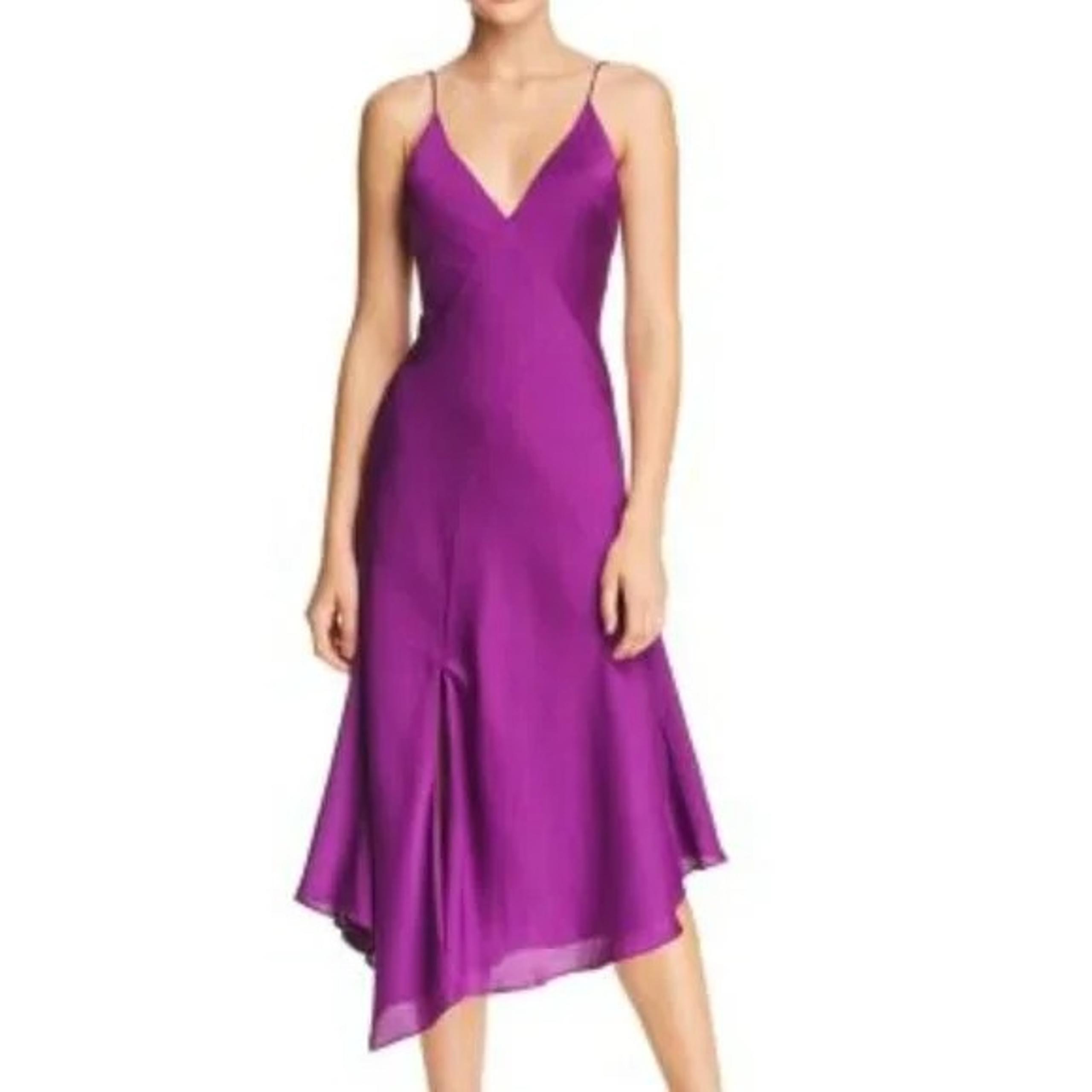 KEEPSAKE the label Infinity Midi Dress grape in grape asymmetric hem Sz S