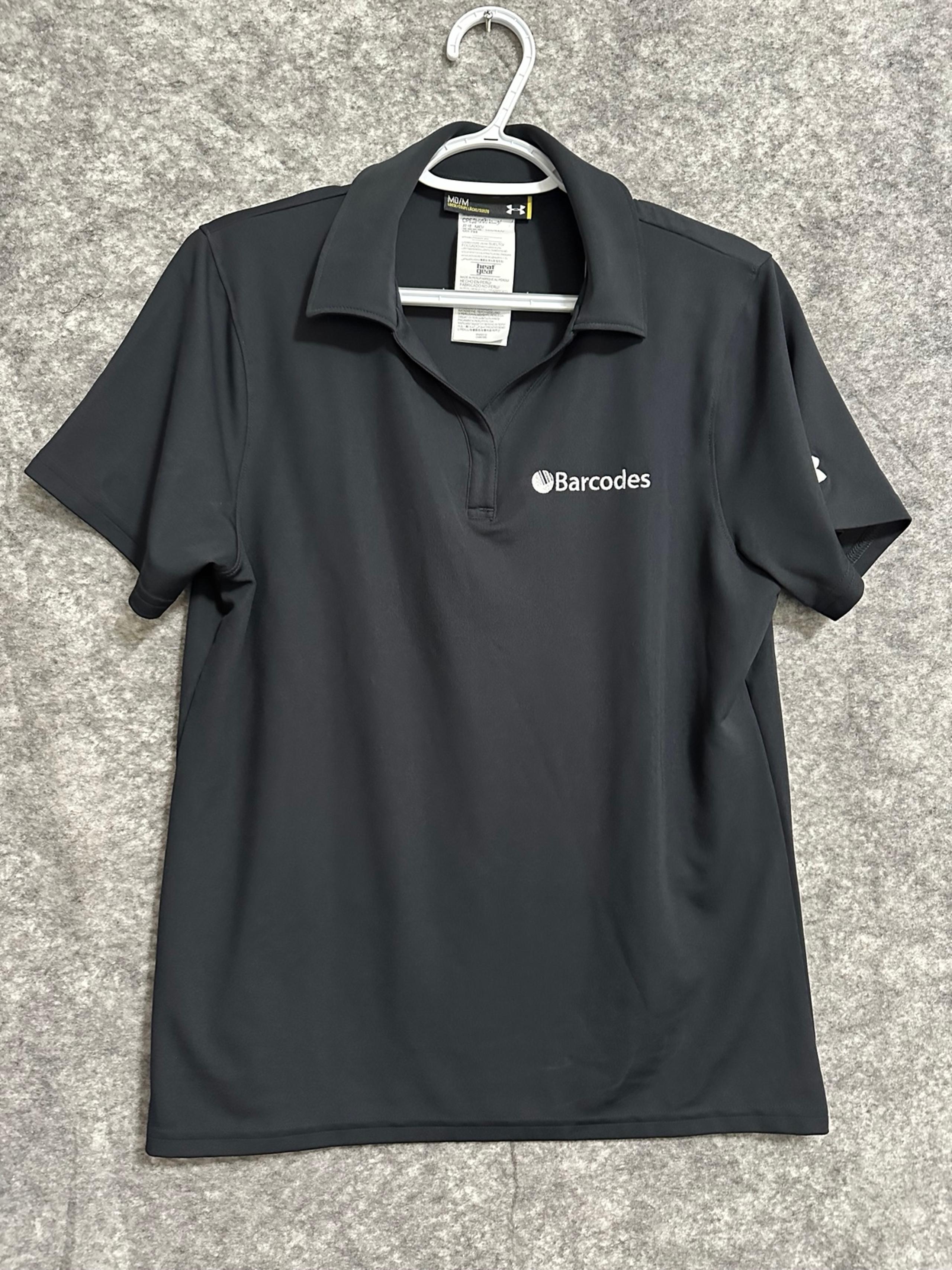 Under Armour Womens Polo Shirt Medium Black Heatgear Loose Fit Casual Summer