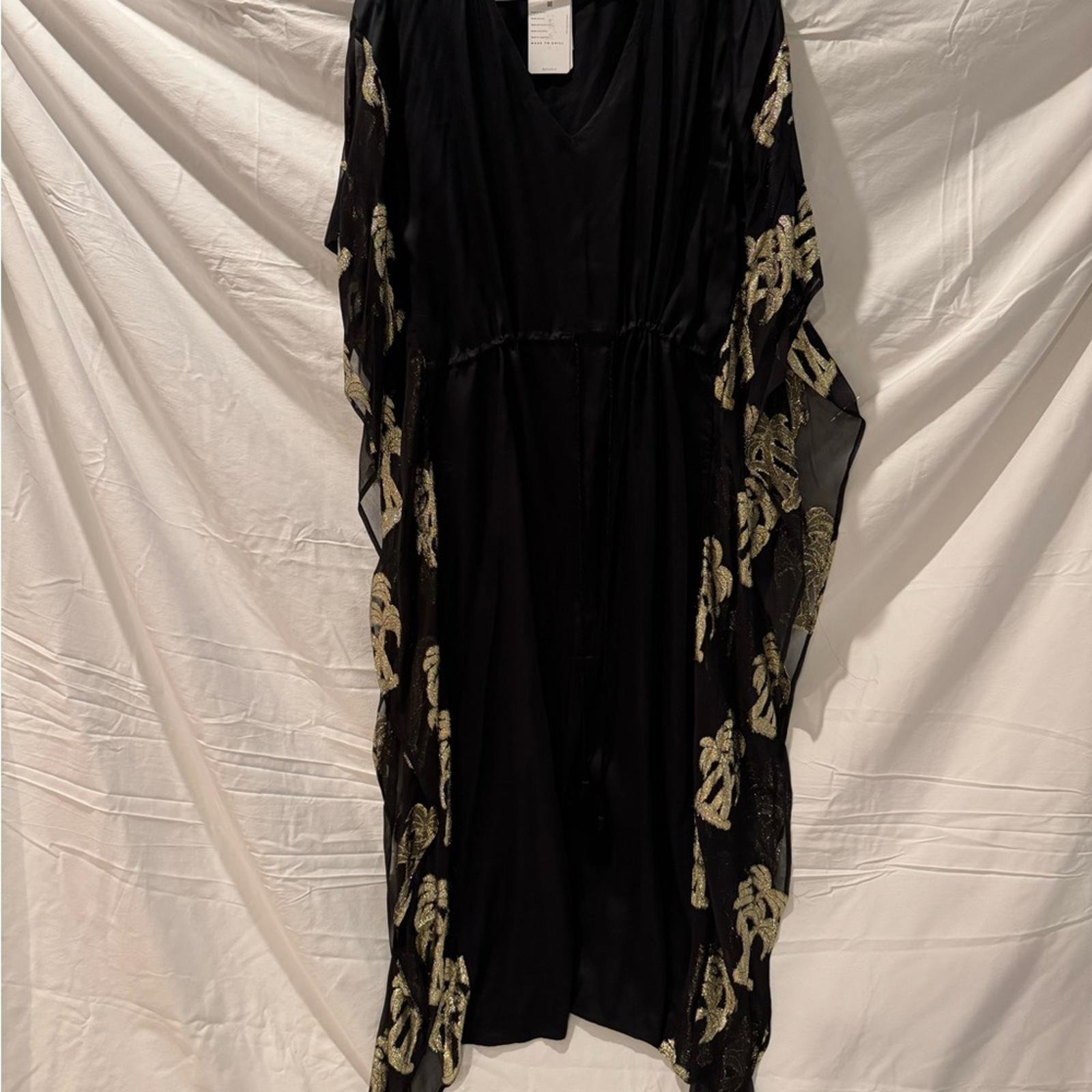 Elegant Pitusa Black and Gold Women's Kaftan - NEW WITH TAGS