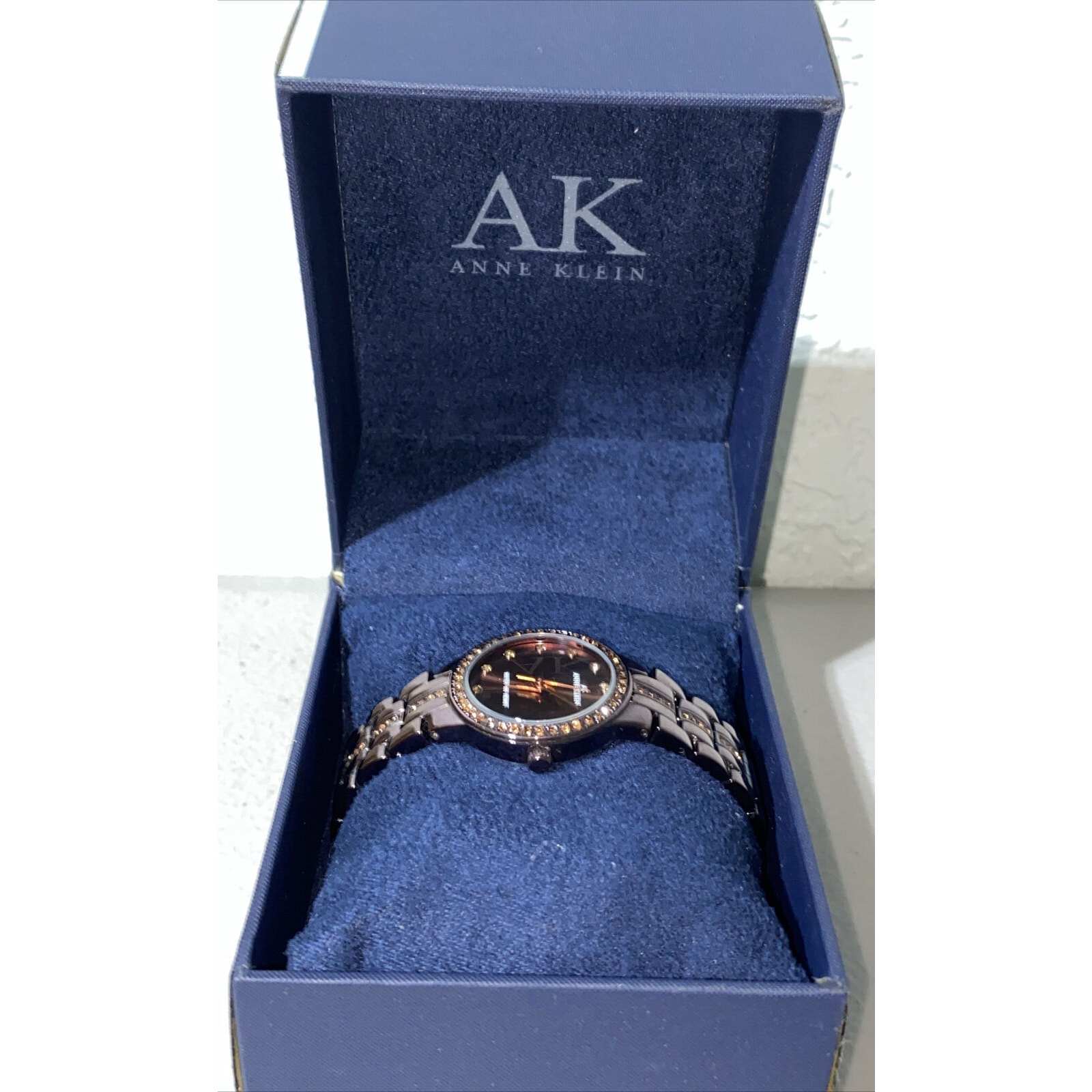 Anne Klein AK Ladies Watch Gemmed Bezel Dial Water Resistant 100ft Needs Battery