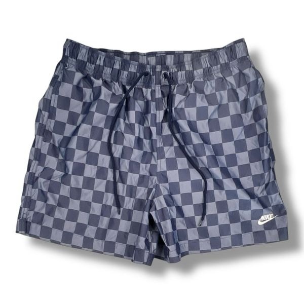 Nike Blue Checkered Nylon Athletic Shorts Size Large