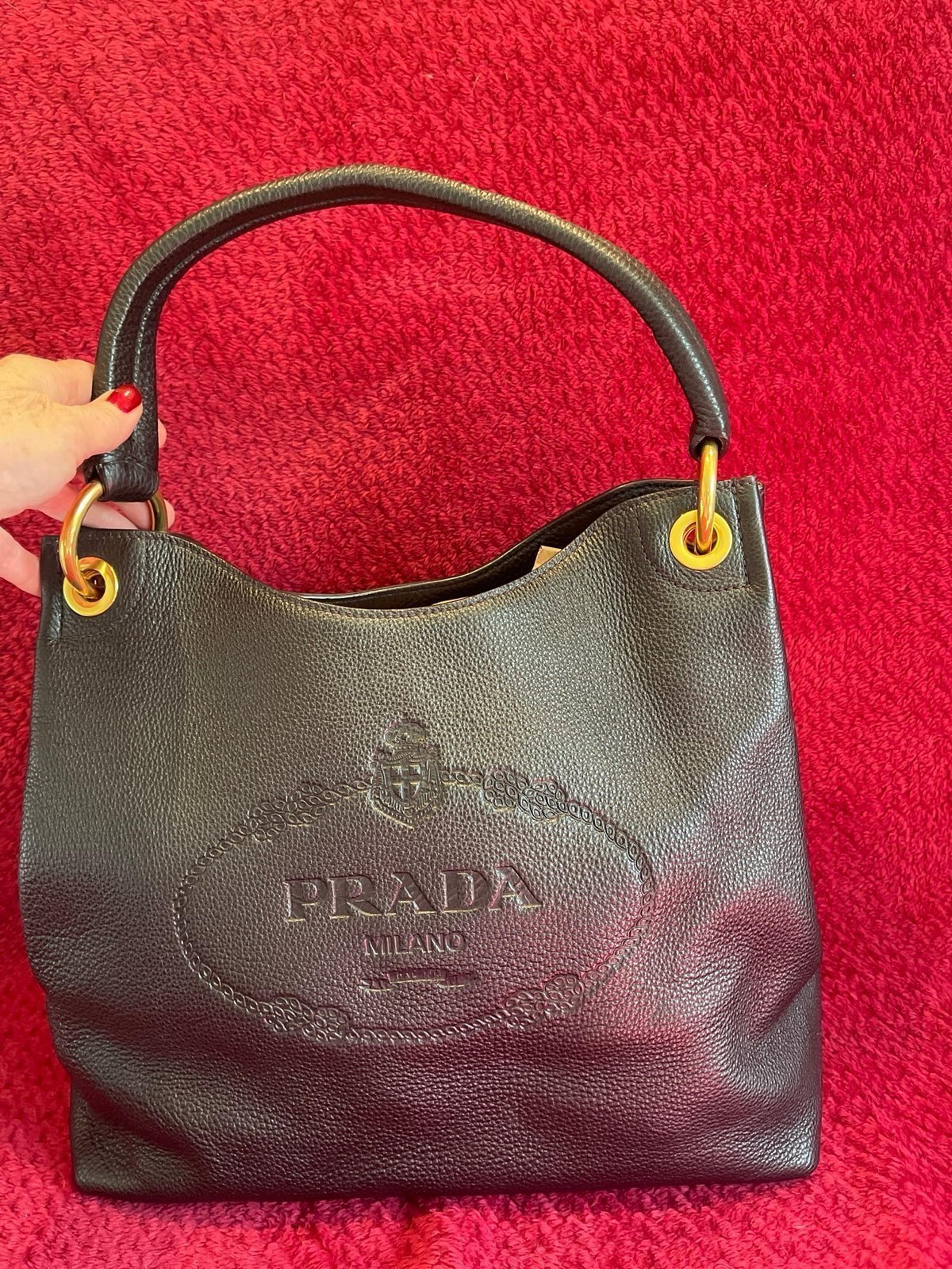 Prada leather Hobo shoulder bag, black